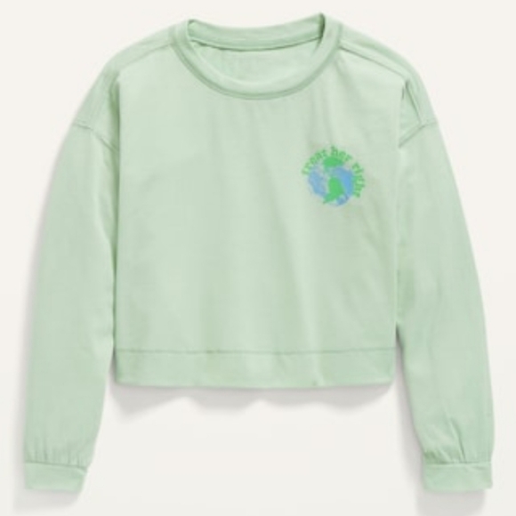 Old Navy Vintage Vibes "Treat her Right" Long Sleeve Cropped Tee - Picture 1 of 13